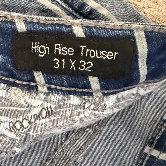 Rock & Roll Denim Blue Striped Trouser Jeans - Picture 3 of 6